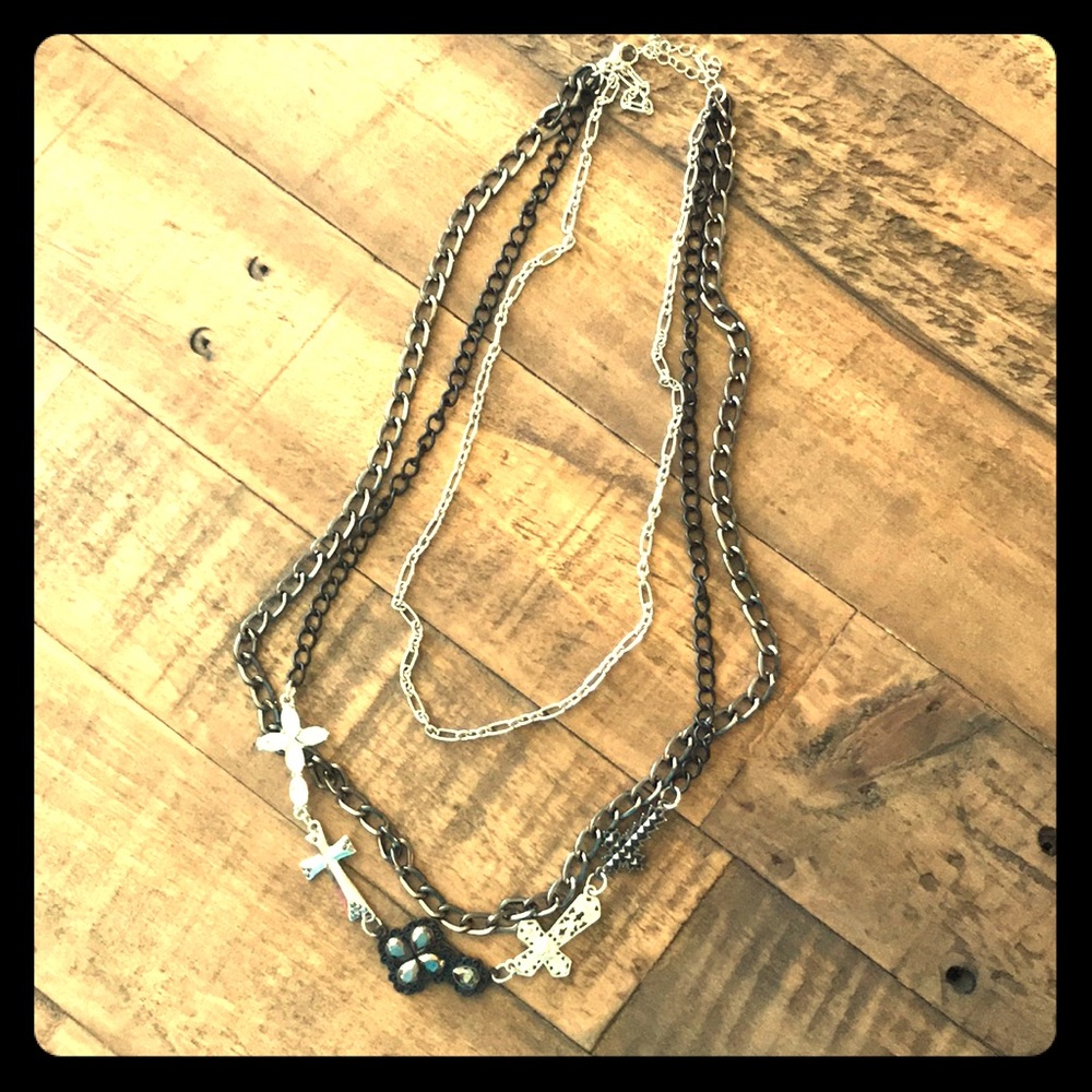 Multi-layer cross necklace